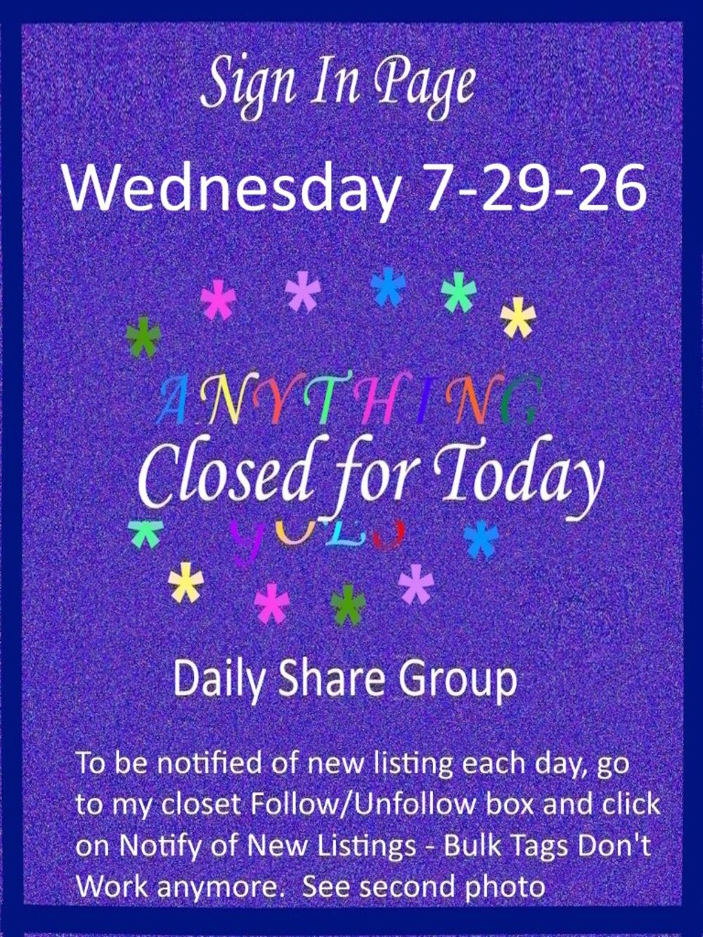 Wednesday 7-29-26 Anything Goes Share Group - Part One Sign In Page